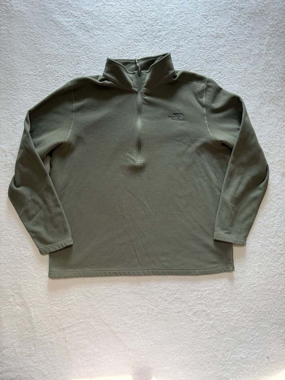 The North Face Men's Green Waffle Knit 1/2 Zip Fleece Pullover Size XXL